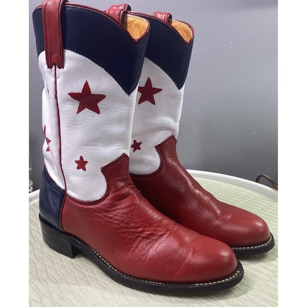 J Chisholm Women's Original Western Leather Cowgirl Boots Cowgirl 4th Of July 6M
